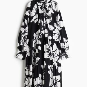 H&M Monochrome Floral Long Sleeve Dress
